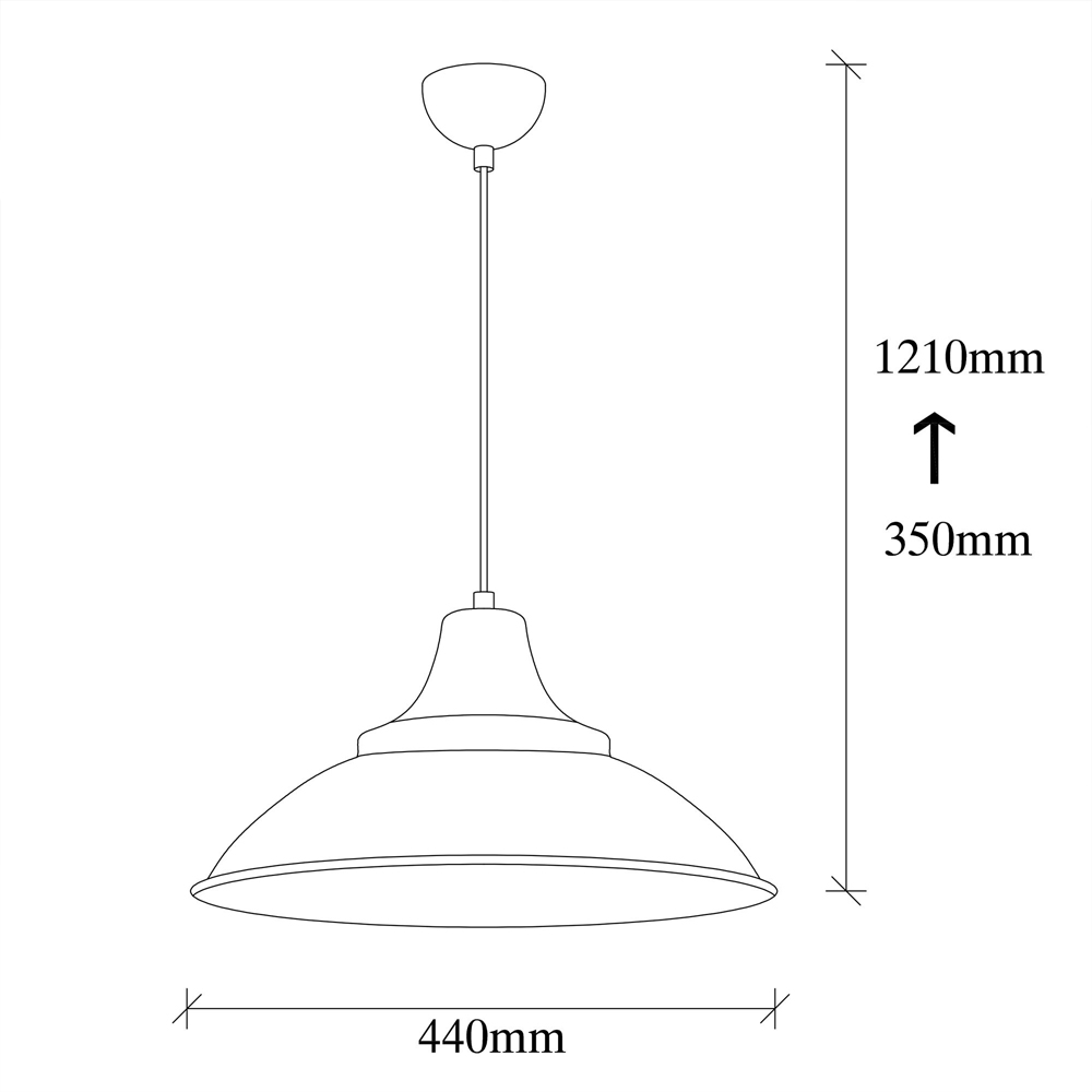 Saglam Metal Dome Shape Ceiling Pendant Light in Black and Gold
