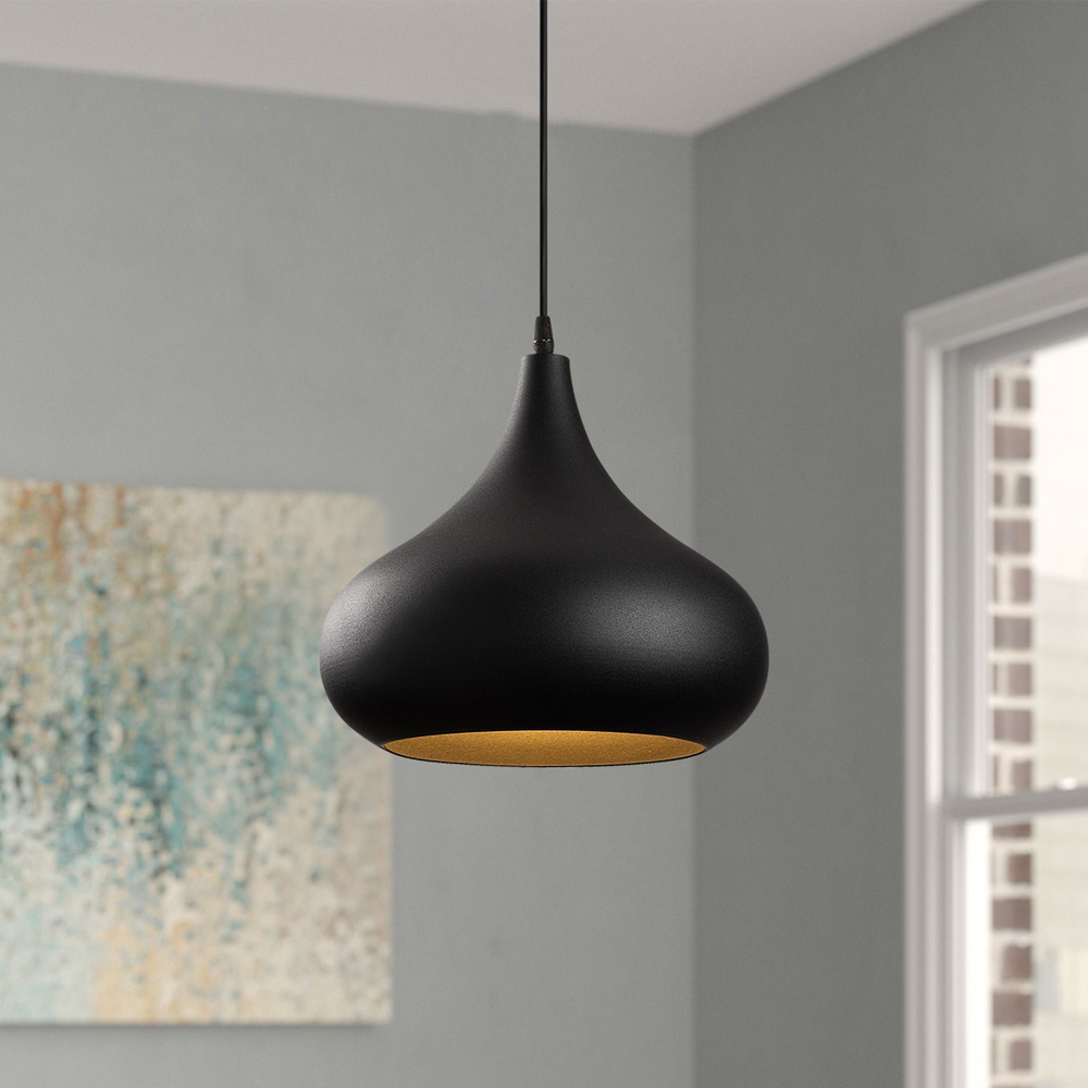 Saglam Metal Fat Bell Shape Ceiling Pendant Light in Black and Gold