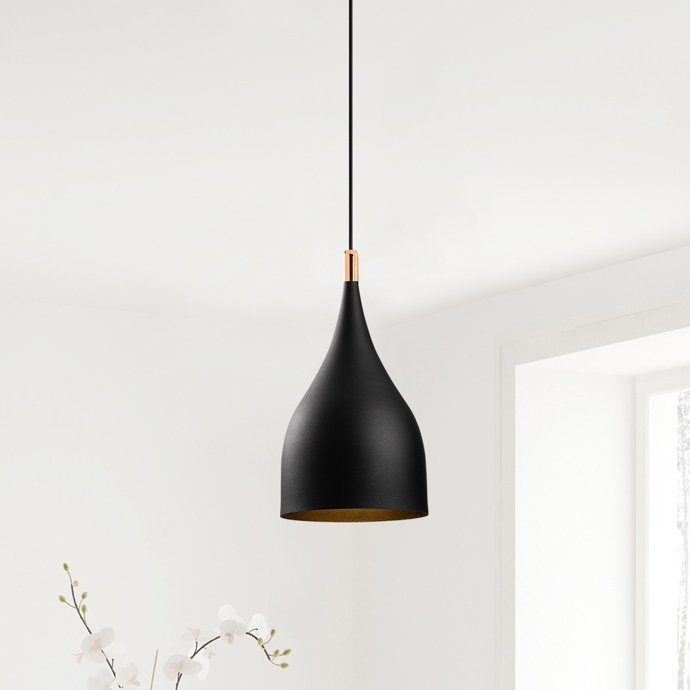 Saglam Metal Teardrop Shape Ceiling Pendant Light in Black and Gold