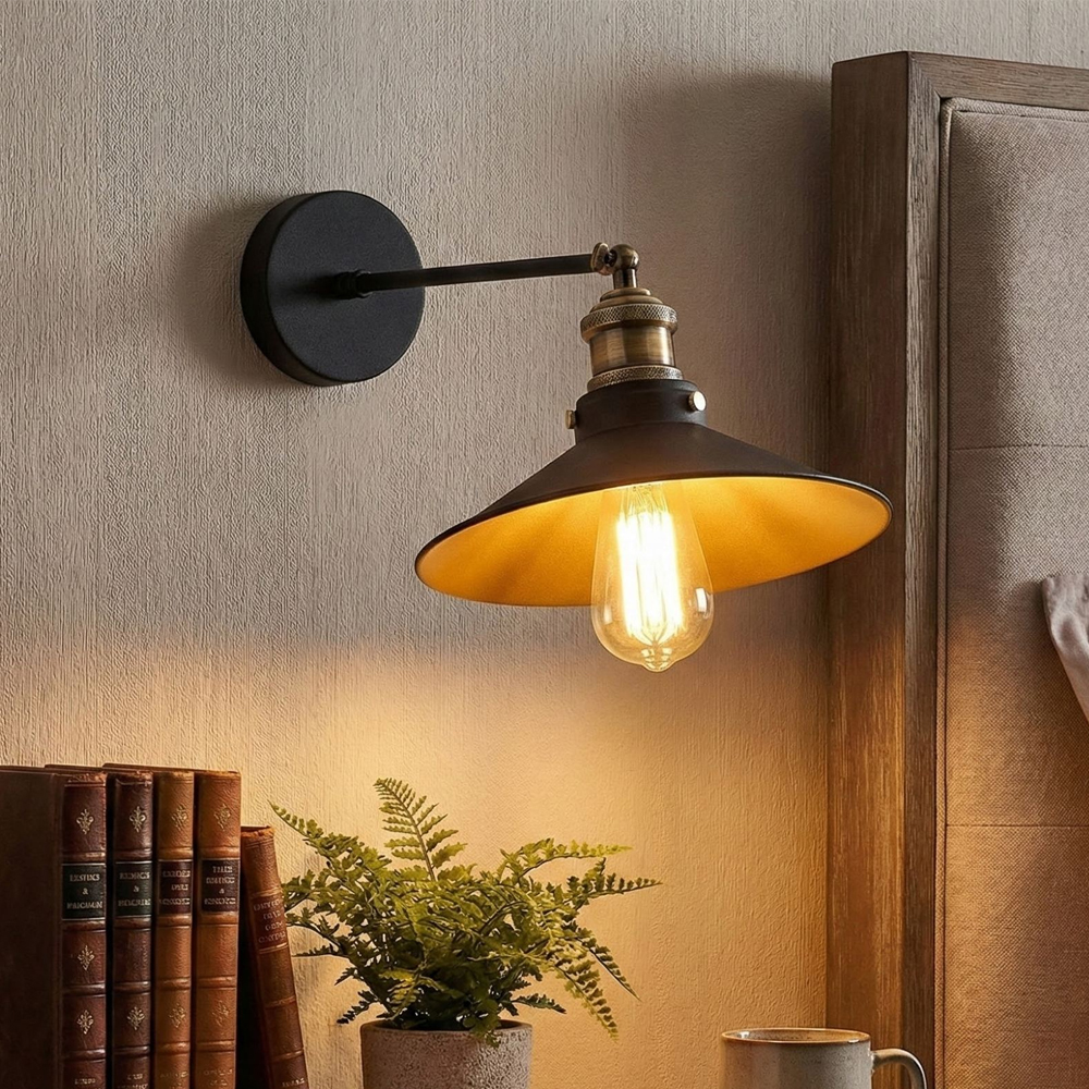 Saglam Metal Wall Light in Black and Gold