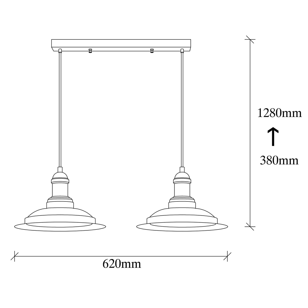 Saglam Small 2 Light Metal Ceiling Pendant Light in Black and Gold