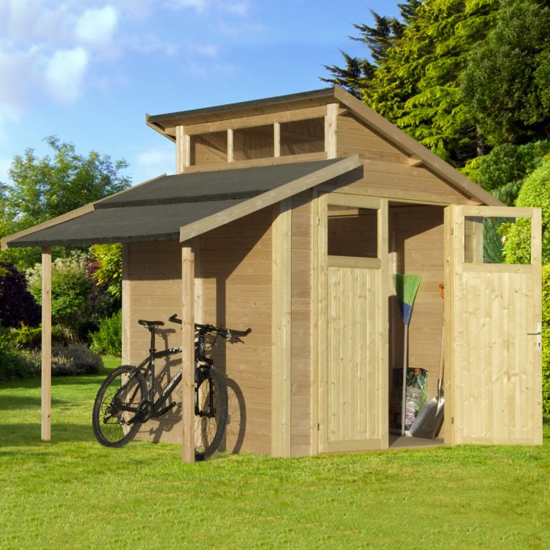Saham Wooden 7x10 Shed With Lean To In Unpainted Natural