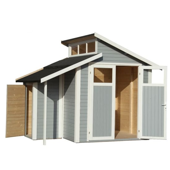 Saham Wooden 7x10 Shed With Store In Painted Light Grey_2