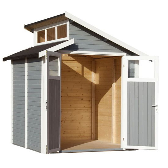 Saham Wooden 7x7 Shed In Painted Light Grey_2