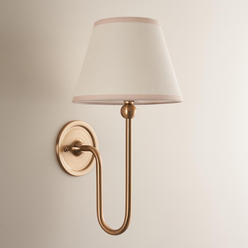 Sahuarita Fabric Wall Light In Brushed Aged Brass