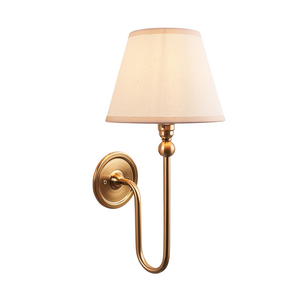 Sahuarita Fabric Wall Light In Brushed Aged Brass
