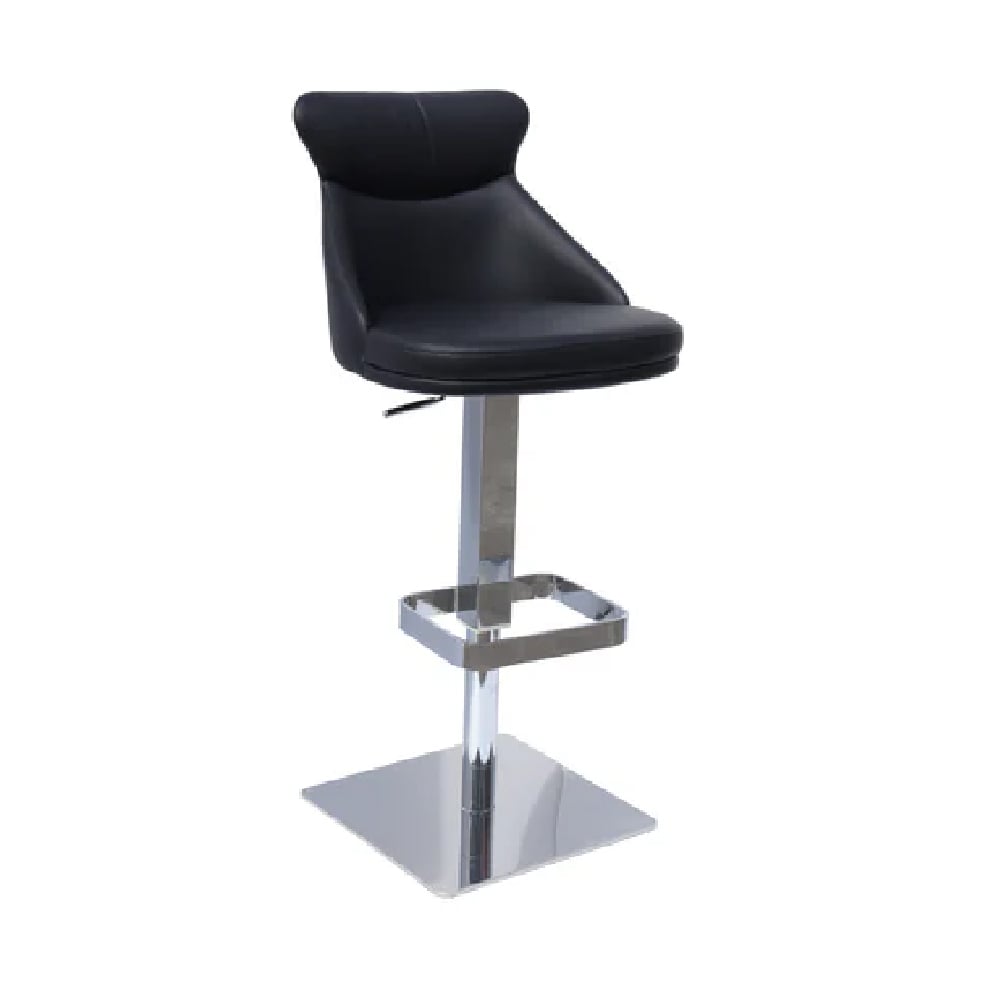 Read more about Saida leather bar stool with chrome base in black