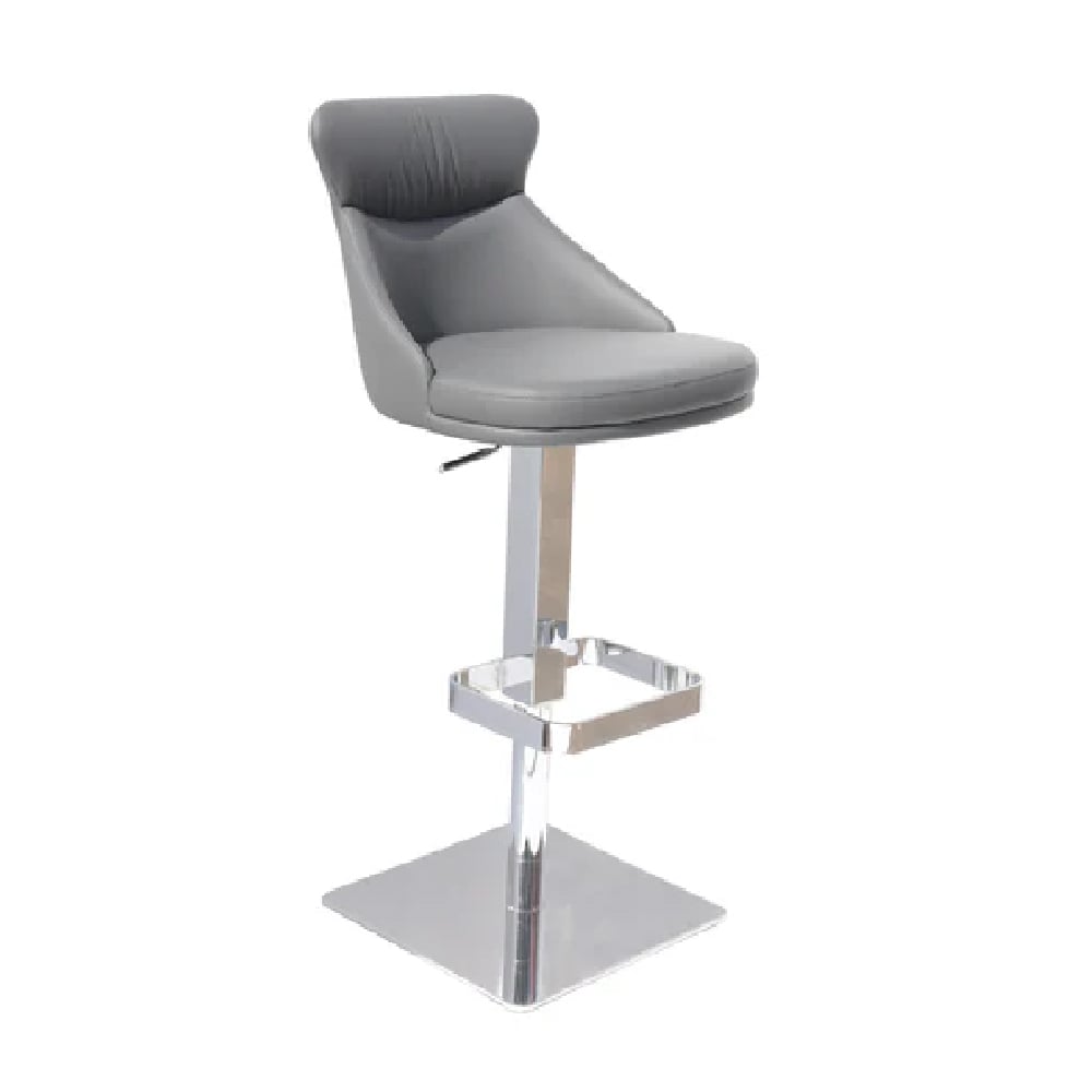 Read more about Saida leather bar stool with chrome base in grey