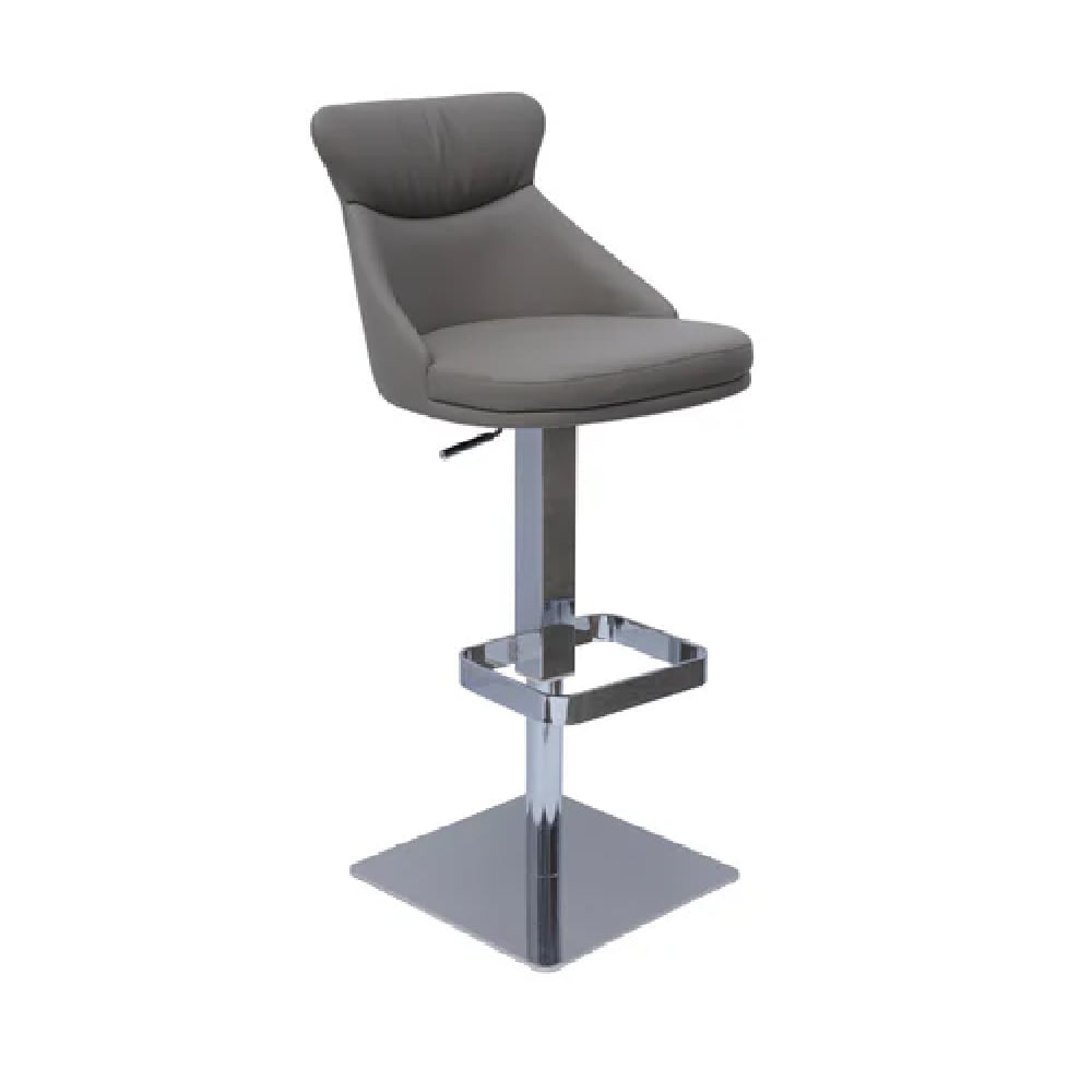 Read more about Saida leather bar stool with chrome base in taupe
