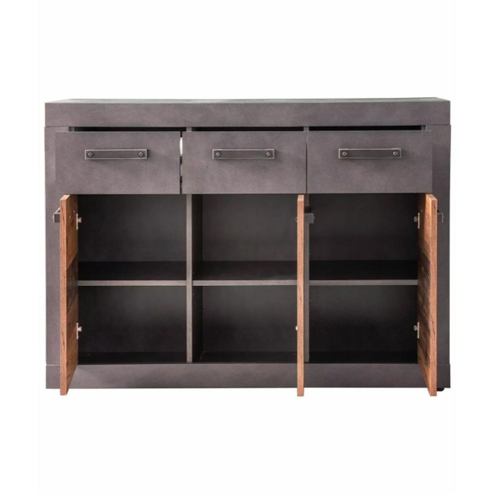 Saige Compact Old Wood Sideboard In Graphite and Grey