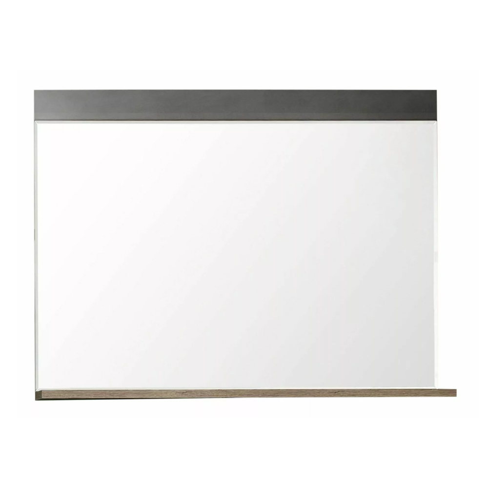 Saige Glass Wall Mirror with Old Wood Frame in Graphite and Grey