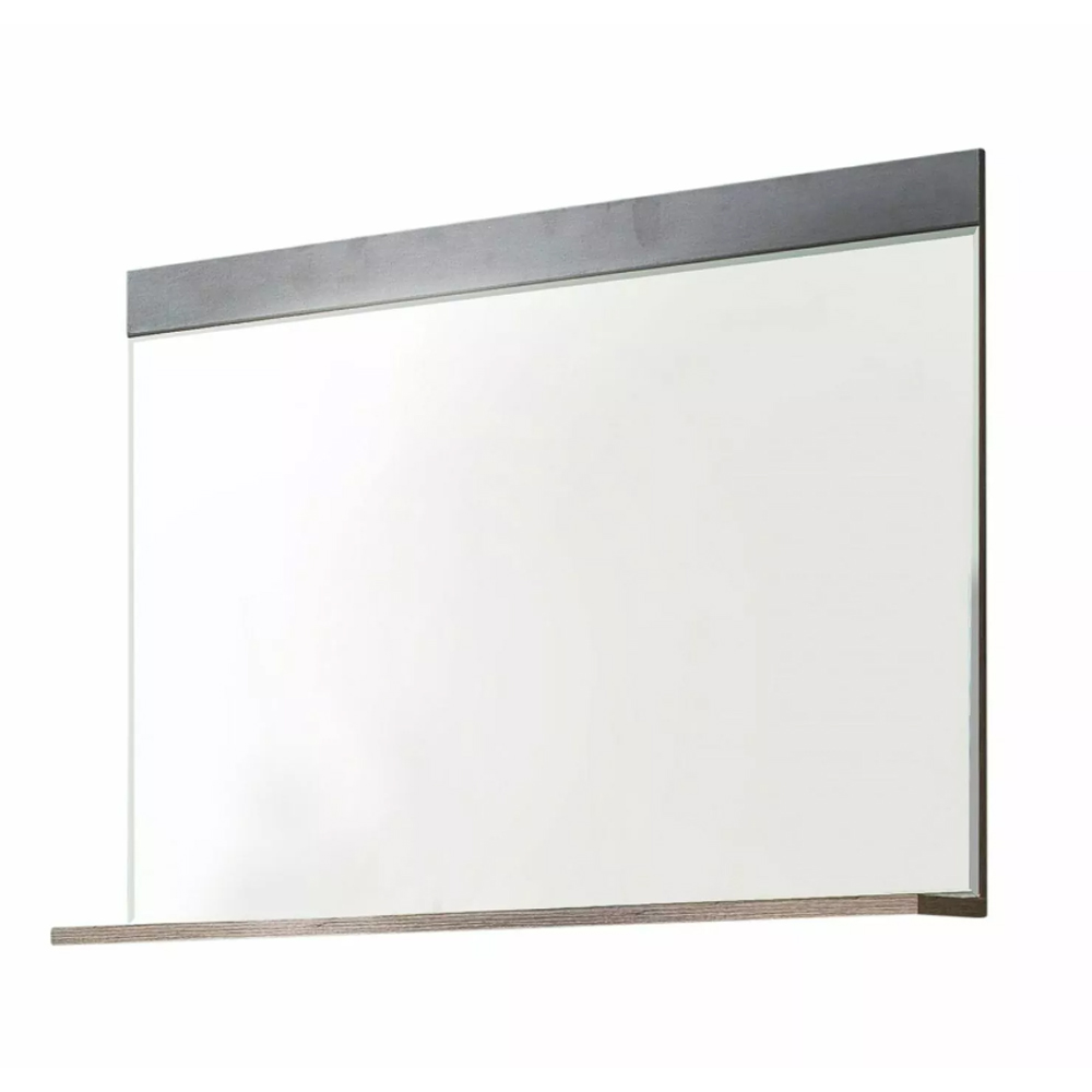 Saige Glass Wall Mirror with Old Wood Frame in Graphite and Grey