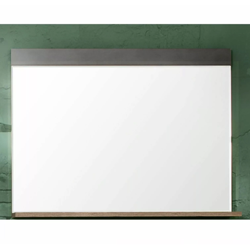 Saige Glass Wall Mirror with Old Wood Frame in Graphite and Grey