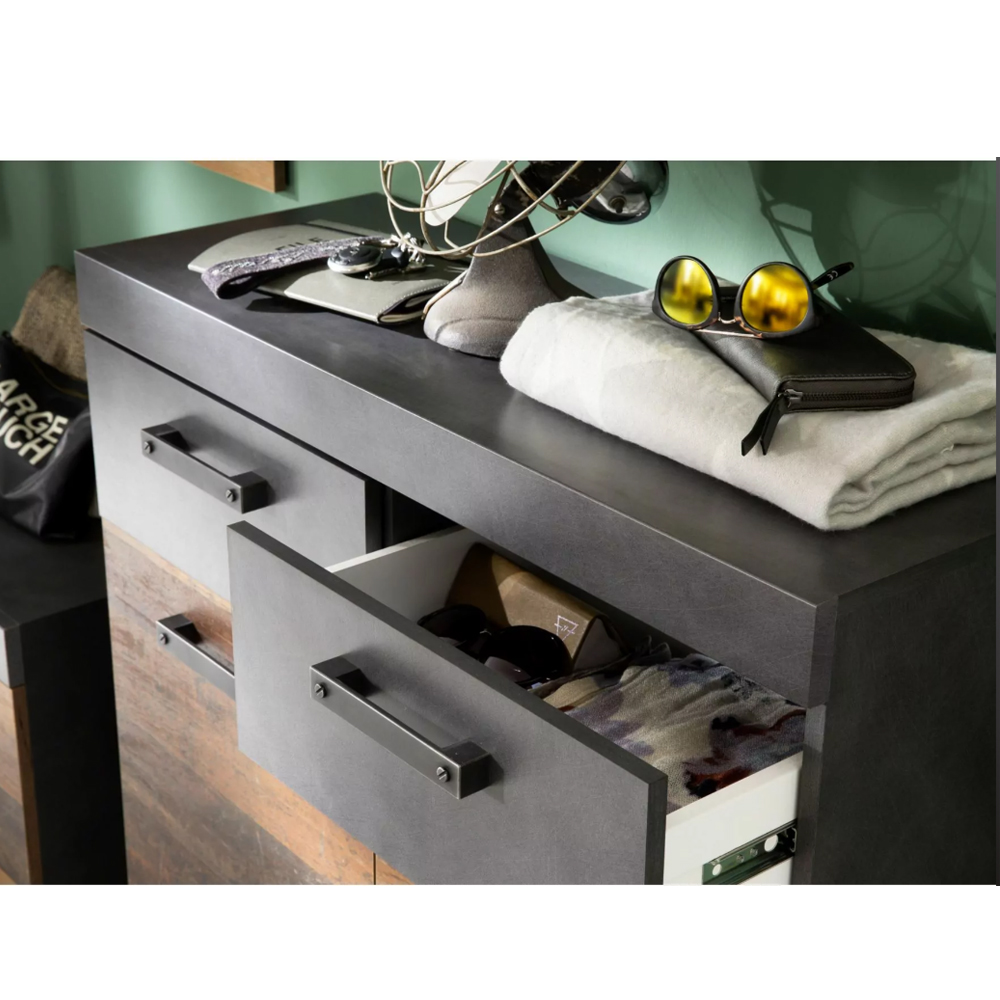 Saige Old Wood Hallway Furniture Set in Graphite and Grey