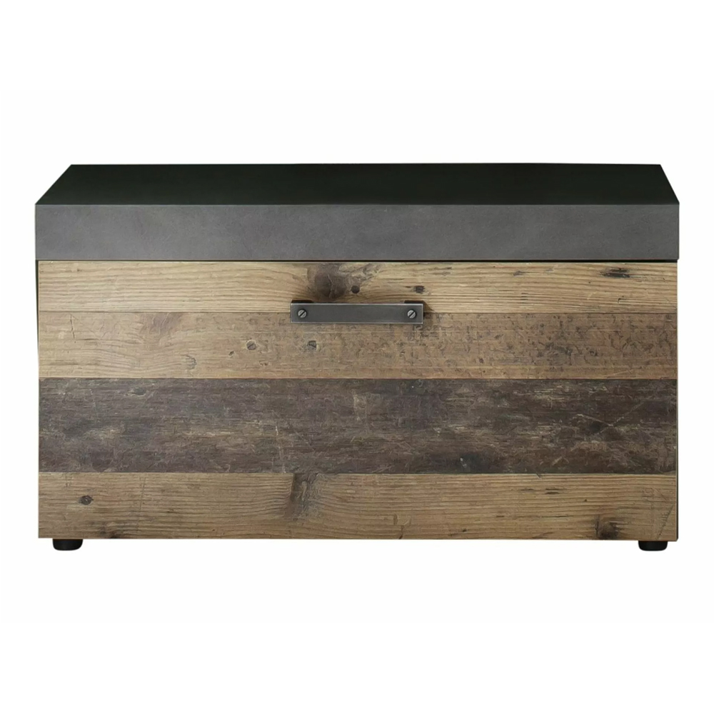 Saige Old Wood Shoe Bench In Graphite and Grey
