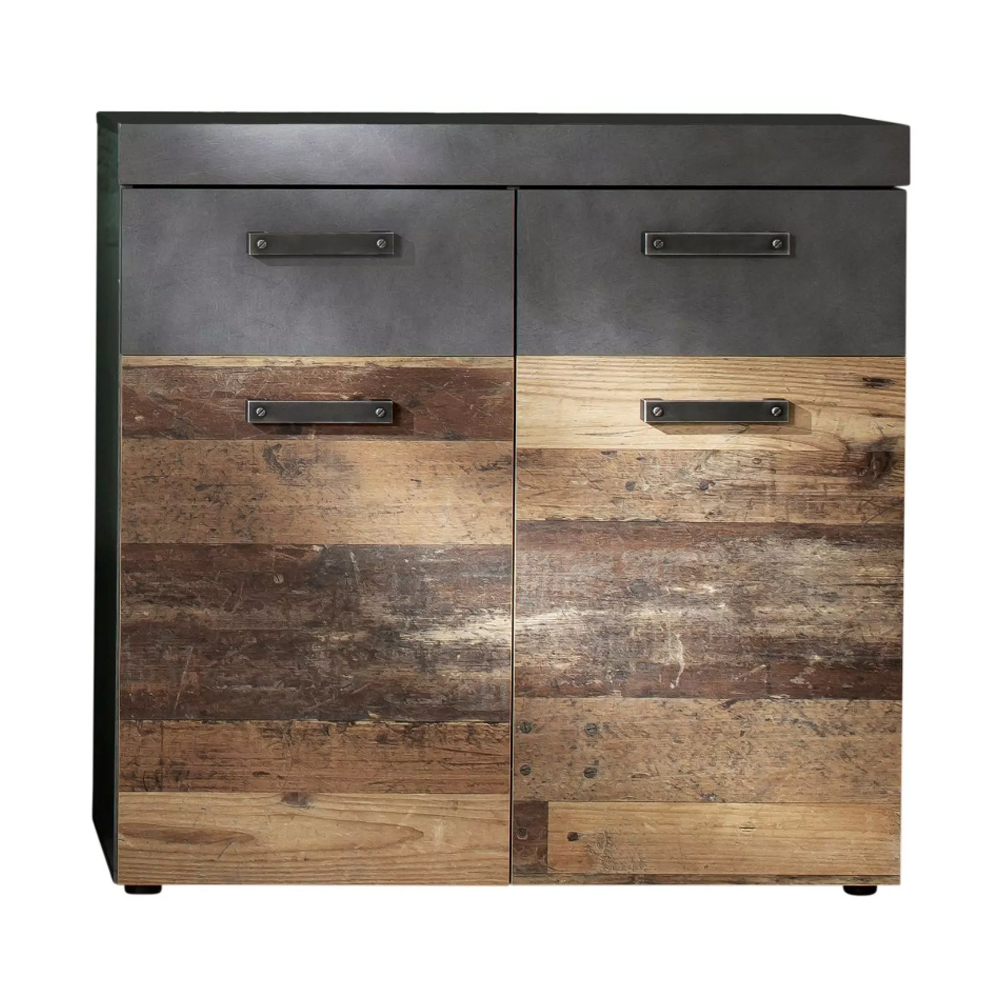 Saige Old Wood Shoe Storage Cabinet In Graphite and Grey