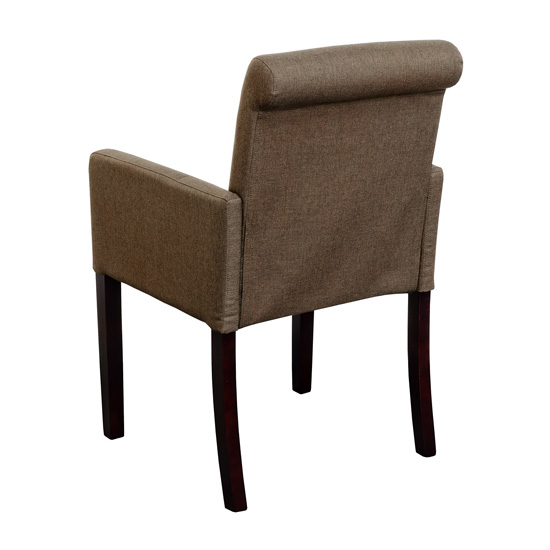 Saiph Brown Fabric Upholstered Carver Dining Chairs In Pair Furniture