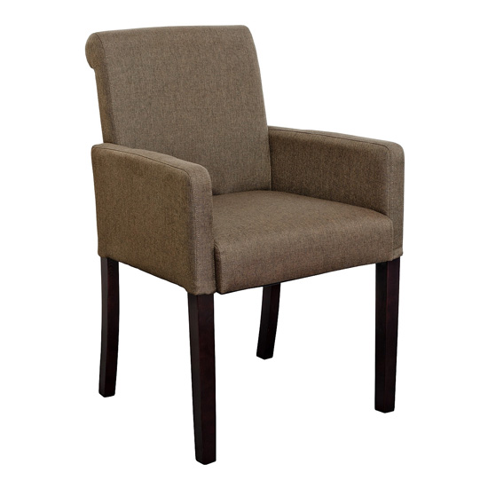 Saiph Fabric Upholstered Carver Dining Chair In Brown Furniture in