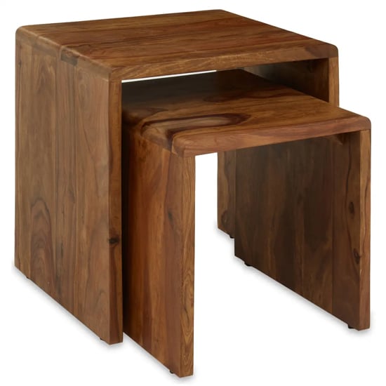 Saki Sheesham Wood Nest Of 2 Tables In Acacia