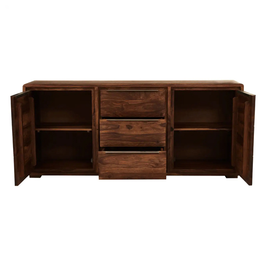 Saki Sheesham Wood Sideboard 2 Doors 3 Drawers In Acacia