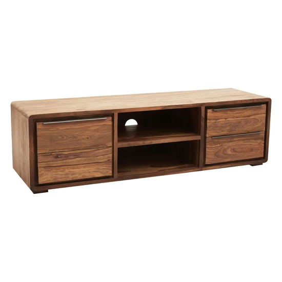 Saki Sheesham Wood TV Stand 1 Door 2 Drawers In Acacia