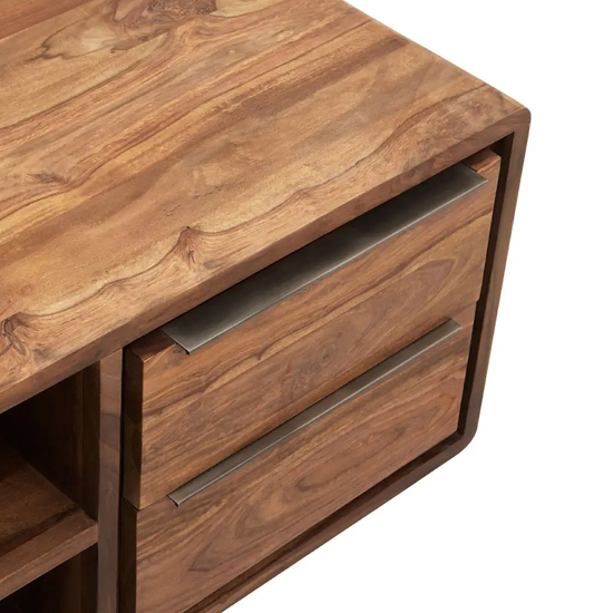 Saki Sheesham Wood TV Stand 1 Door 2 Drawers In Acacia
