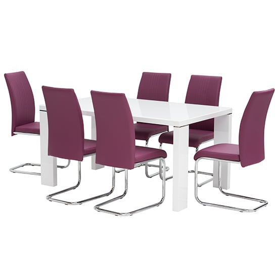 Sako Large Glass White Dining Table 6, Purple Dining Chairs Ireland