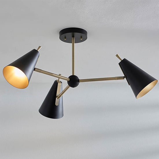 Read more about Salado 3 lights semi-flush ceiling light in matt black