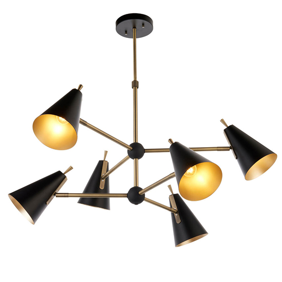 Salado 6 Lights Ceiling Pendant Light In Matt Black