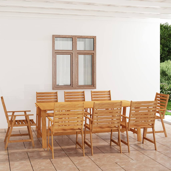 Salado Large Acacia Wood 9 Piece Garden Dining Set In Natural