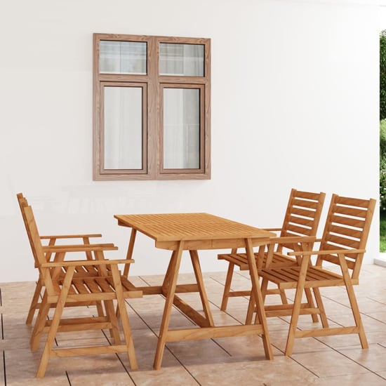 Product photograph of Salado Medium Acacia Wood 5 Piece Garden Dining Set In Natural from Furniture in Fashion