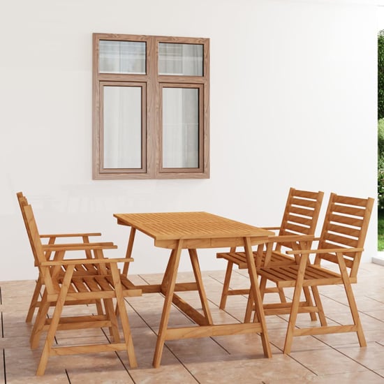 Salado Medium Acacia Wood 5 Piece Garden Dining Set In Natural