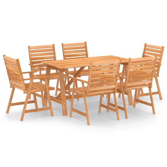 Salado Medium Acacia Wood 7 Piece Garden Dining Set In Natural