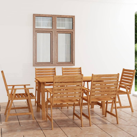 Product photograph of Salado Medium Acacia Wood 7 Piece Garden Dining Set In Natural from Furniture in Fashion