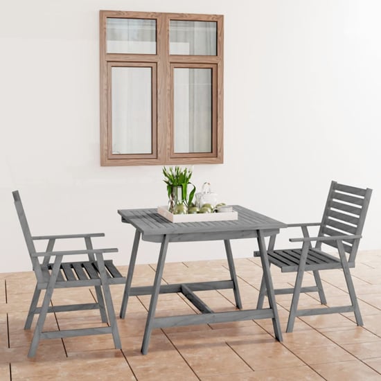 Product photograph of Salado Small Acacia Wood 3 Piece Garden Dining Set In Grey from Furniture in Fashion