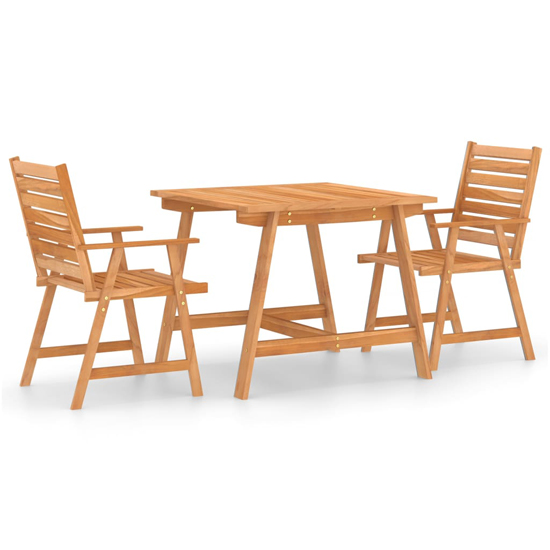 Salado Small Acacia Wood 3 Piece Garden Dining Set In Natural