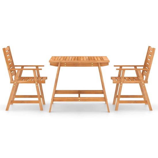 Salado Small Acacia Wood 3 Piece Garden Dining Set In Natural