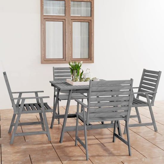 Product photograph of Salado Small Acacia Wood 5 Piece Garden Dining Set In Grey from Furniture in Fashion
