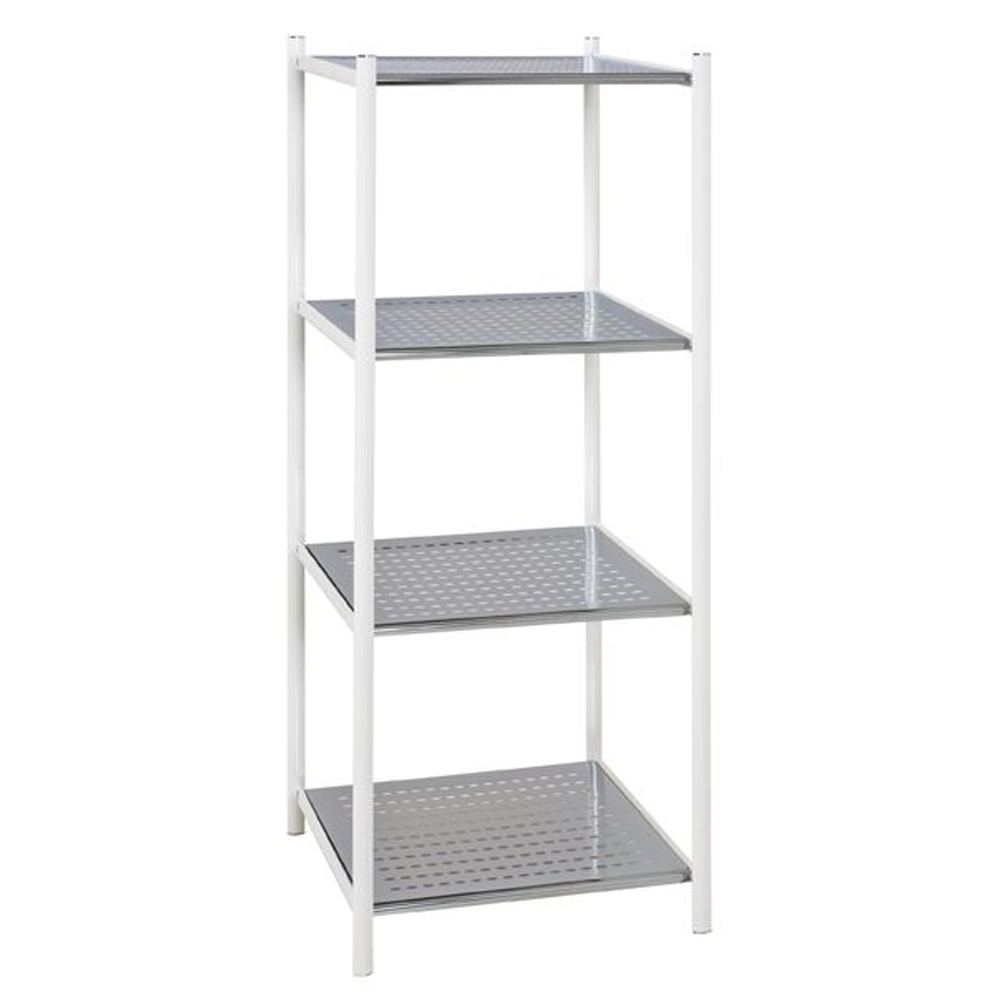 Salado Steel Shelving Unit With 4 Shelves In White And Chrome