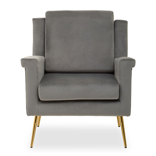 Photo of Salami velvet upholstered armchair in grey