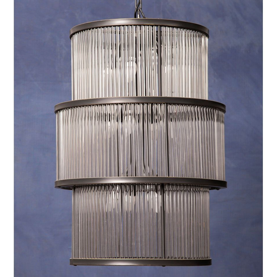 Salas Large Ribbed Pattern 3 Tier Chandelier Light In Black