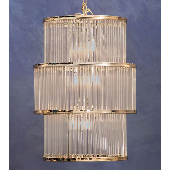 Salas Large Ribbed Pattern 3 Tier Chandelier Light In Nickel