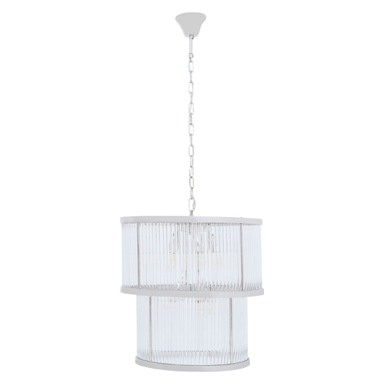 Salas Ribbed Pattern 2 Tier Chandelier Light In Nickel