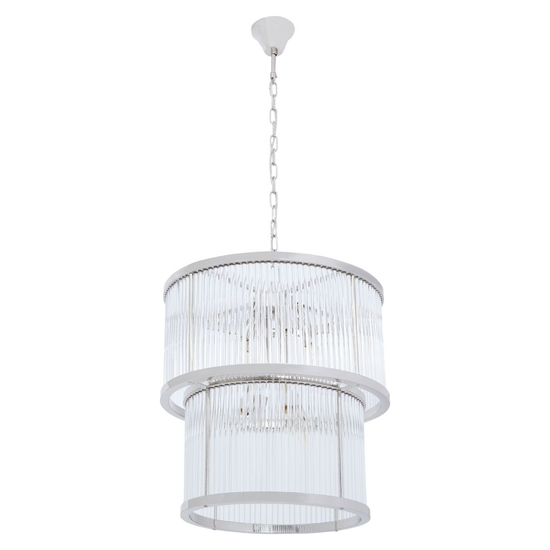 Salas Ribbed Pattern 2 Tier Chandelier Light In Nickel