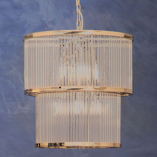 Salas Ribbed Pattern 2 Tier Chandelier Light In Nickel