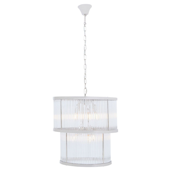 Read more about Salas ribbed pattern 2 tier chandelier light in nickel