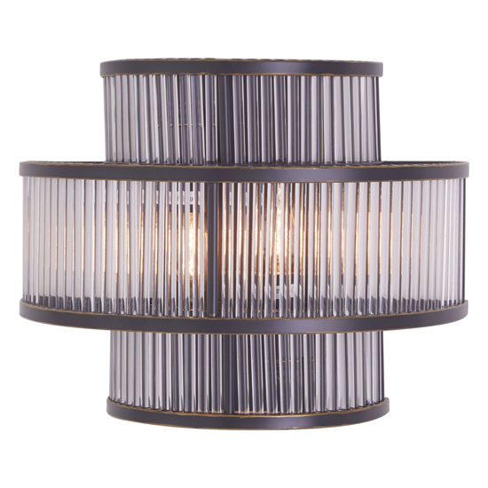 Photo of Salas ribbed pattern 3 tier wall light in black