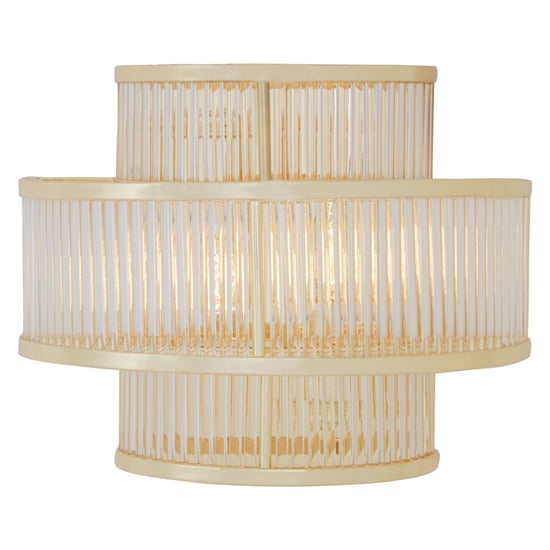 Product photograph of Salas Ribbed Pattern 3 Tier Wall Light In Gold from Furniture in Fashion