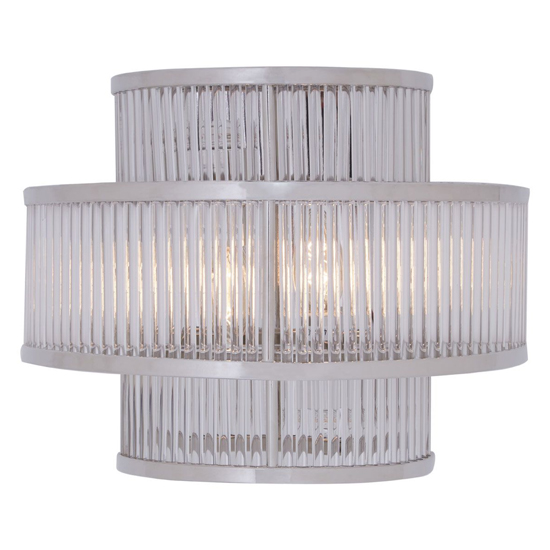 Photo of Salas ribbed pattern 3 tier wall light in nickel