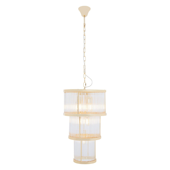 Salas Small Ribbed Pattern 3 Tier Chandelier Light In Gold thumbnail